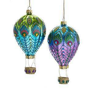 KurtAdler - Glass Small Peacock Ornaments, 2 Assorted