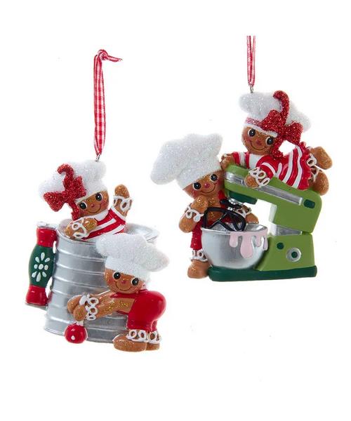 Set of 2 Gingerbread With Mixer and Sifter Ornaments  H5619