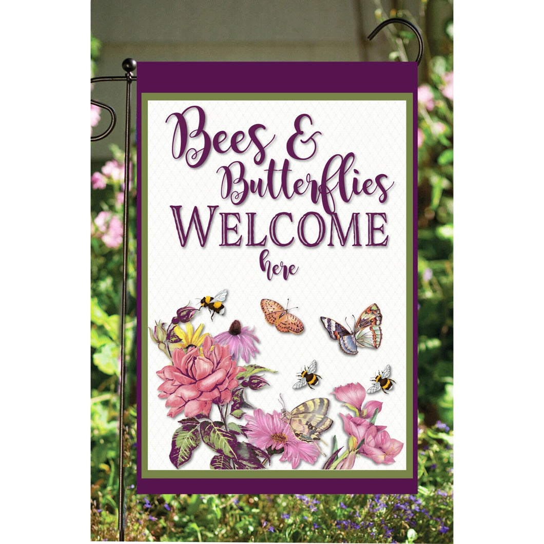 Flags Galore Bees and Butterflies Welcome Garden Flag