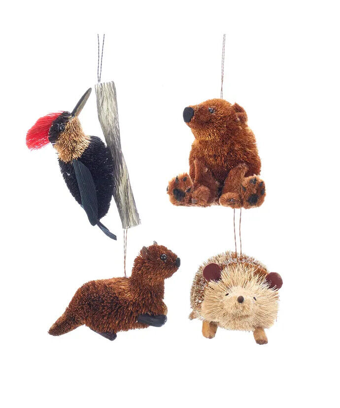 Set of 4 Buri Woodland Animal Ornaments S0738