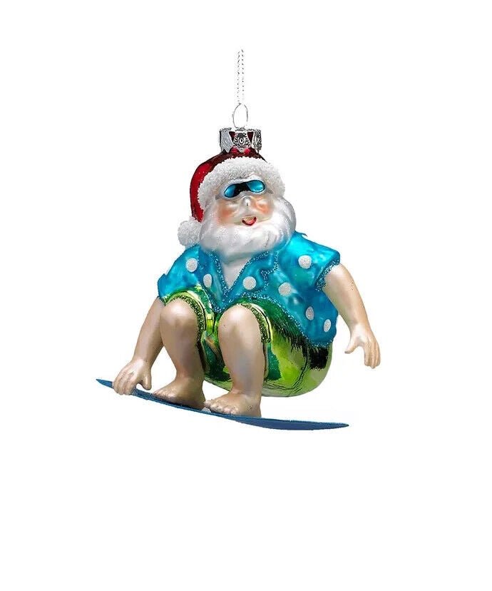 Beach Santa Glass Ornament    J8914