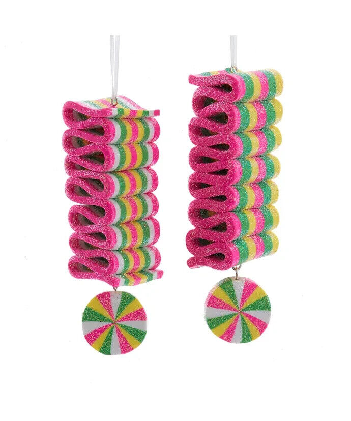 Set of 2 Neon Colored Candy Ornaments T3353