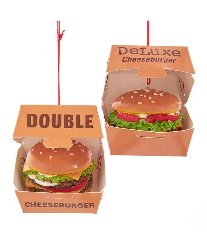 Set of 2 Cheeseburger Ornaments J8698