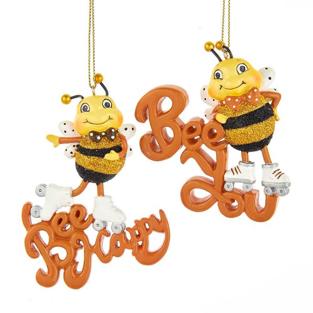 Set of 2 Positive Bees Ornaments T3399