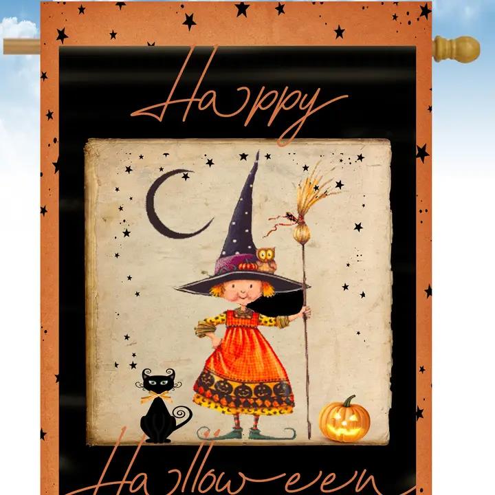 Flags Galore Happy Halloween Girl House Flag