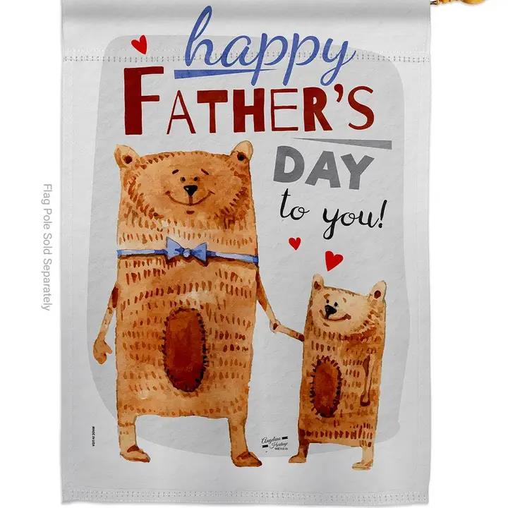 Two Group Flags Daddy Bear Family Father Day Wildlife House Flag