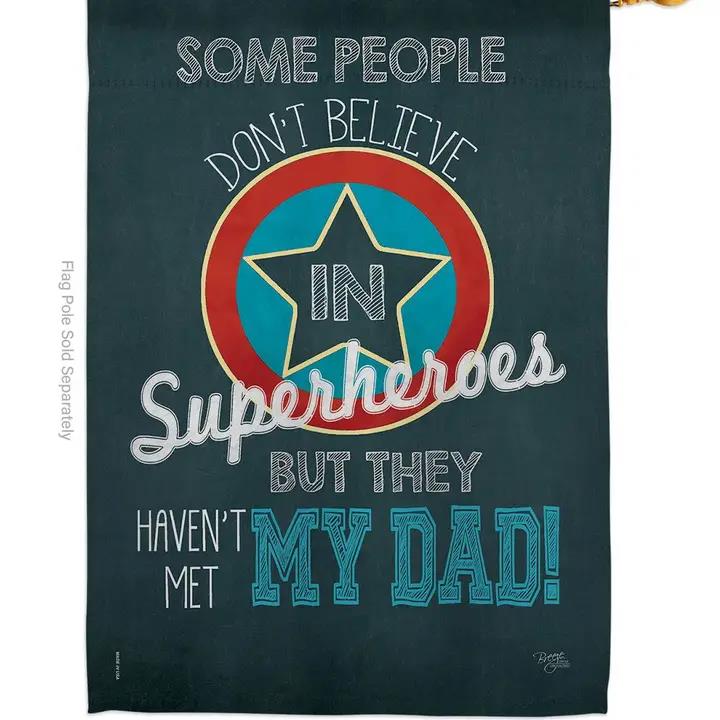 Two Group Flags Superhero Dad Family Father Day House Flag