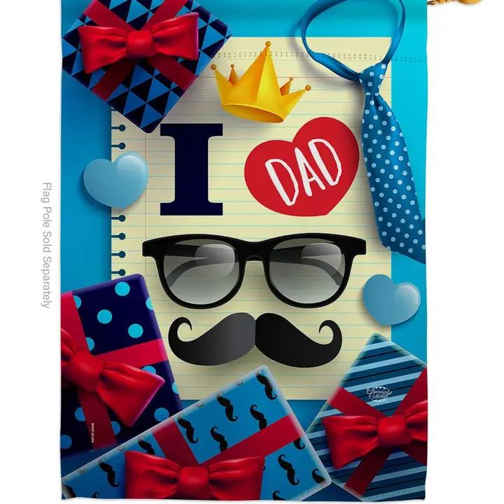 Two Group Flags I Love Dad Family Father Day House Flag