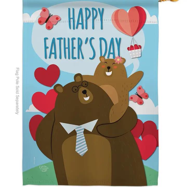 Two Group Flags Father Day Bears Family Wildlife House Flag