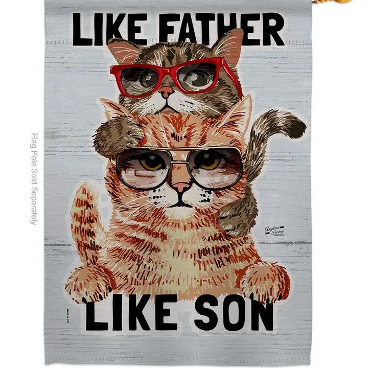 Two Group Flags Like Father Son Animals Cat Humor House Flag