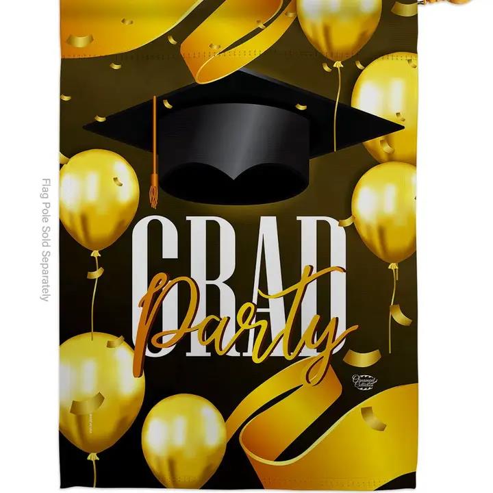 Two Group Flags Grad Party Education Graduation House Flag