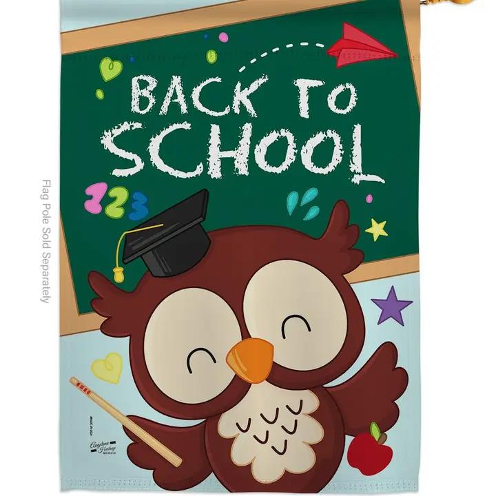 Two Group Flags Whoo Back To School Education Bird House Flag