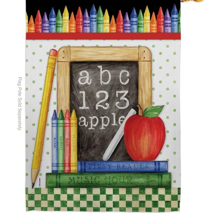 Two Group Flags School Chalk Board Education Back To House Flag