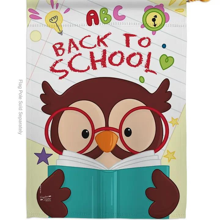 Two Group Flags Owl Back To School Education Bird House Flag