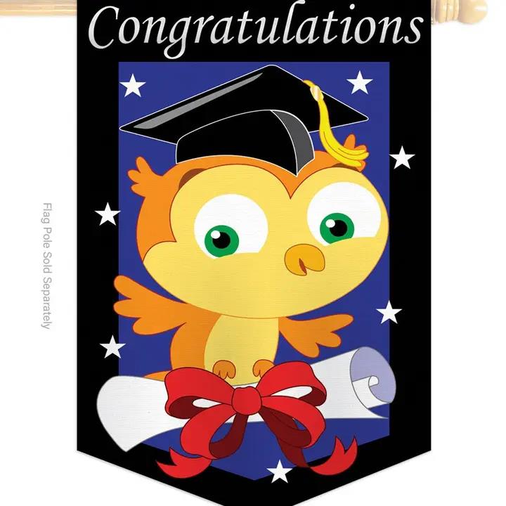 Two Group Flags Congratulations Education Graduation Bird House Flag