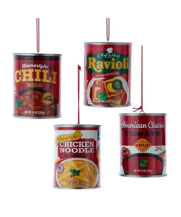 Set of 4 Food Can Ornaments J8861