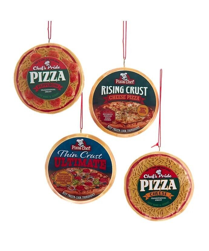 set of 4 Pizza Ornaments J8854