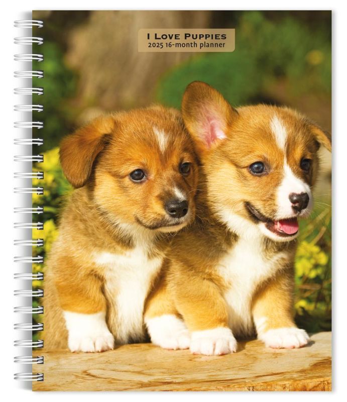 Browntrout I Love Puppies 2025 6 x 7.75 Weekly Engagement Planner