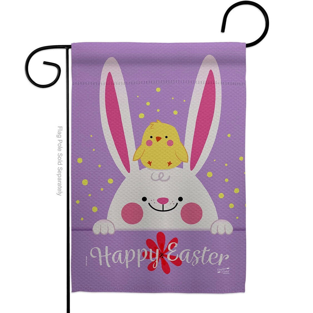 Two Group Flag Bunny & Chick Springtime Easter Critter Decor Flag