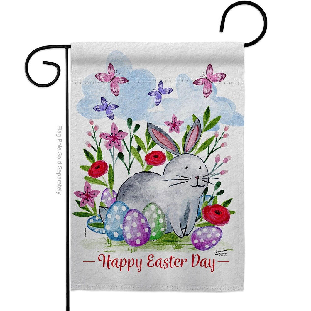 Two Group Flag Spring Bunny Easter Critter Garden Friends Floral Decor Flag