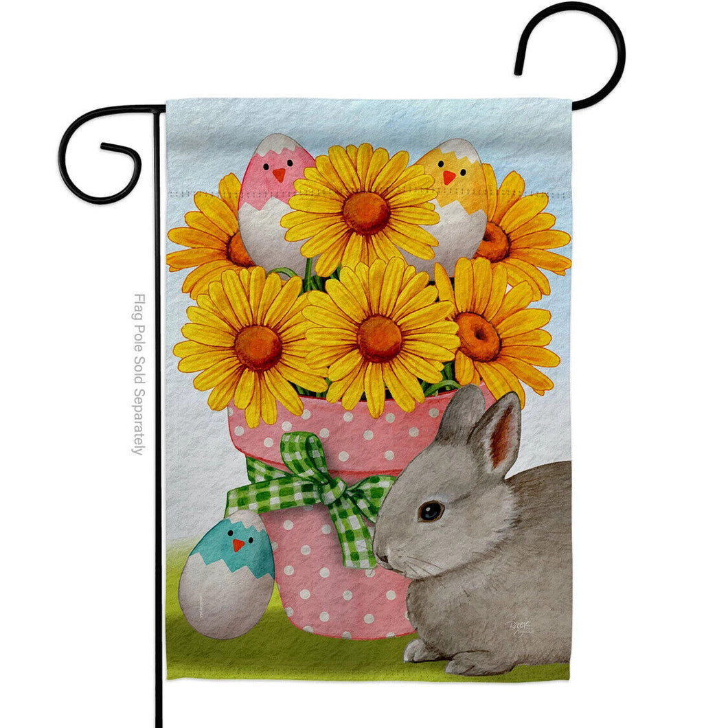 Two Group Flag Flag Daisy Bunny Easter Garden Friends Floral House 2-Sided