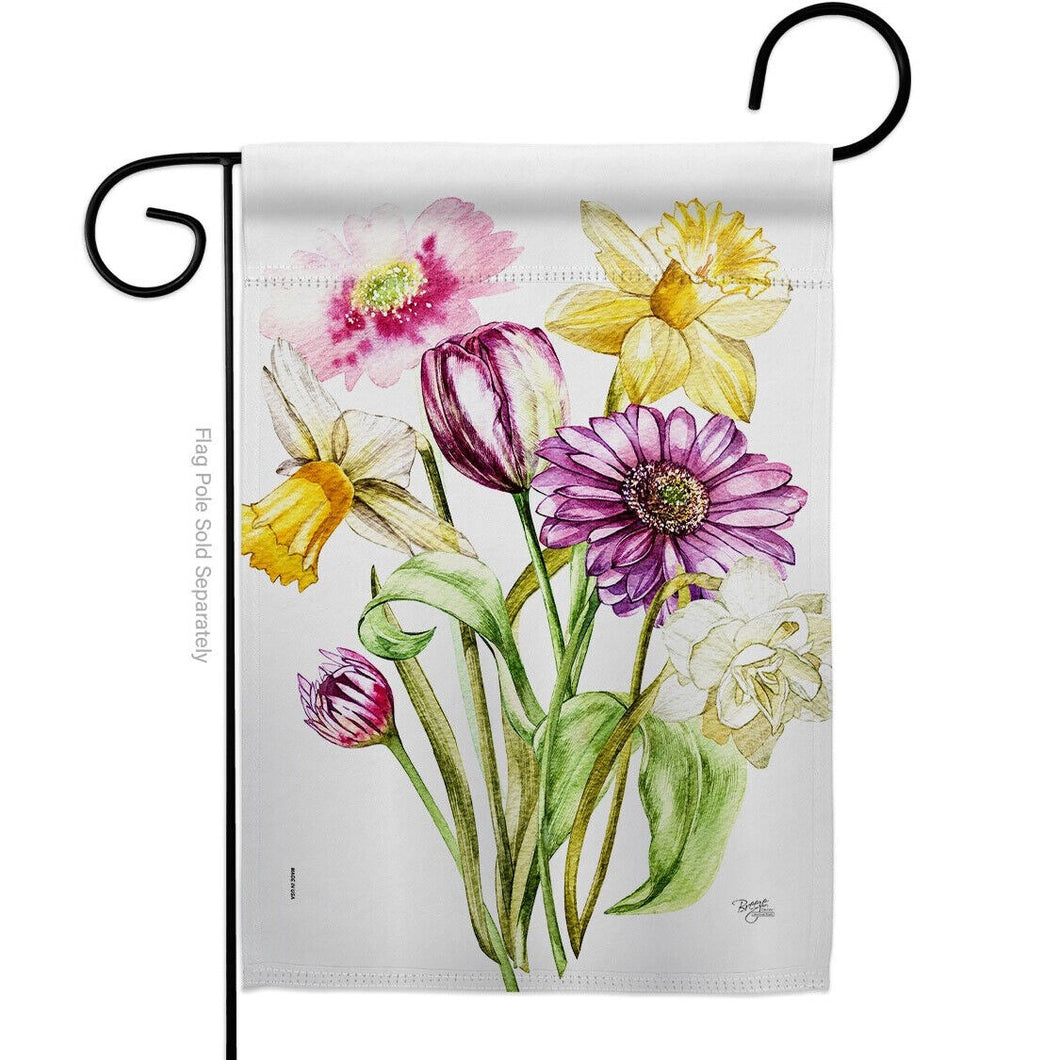 Two Group Flag Spring Flower Bouquet Garden Floral Decor Flag