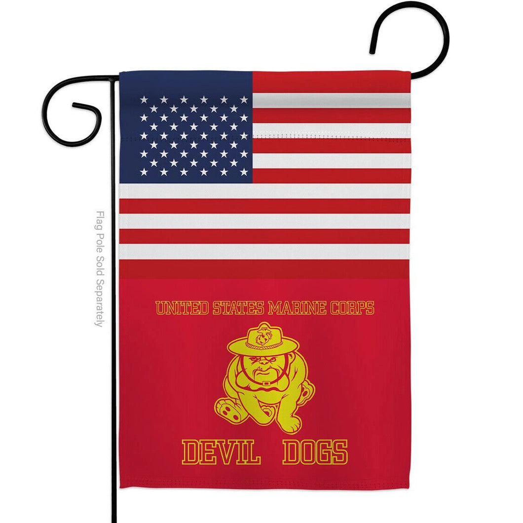 Two Group Flag US Marine Bull Dogs Armed Forces Military Corps USA Flag