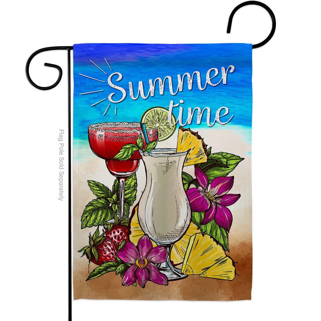 Two Group Flag Summer Time Beverages Cocktail Fun and Sun Decor Flag