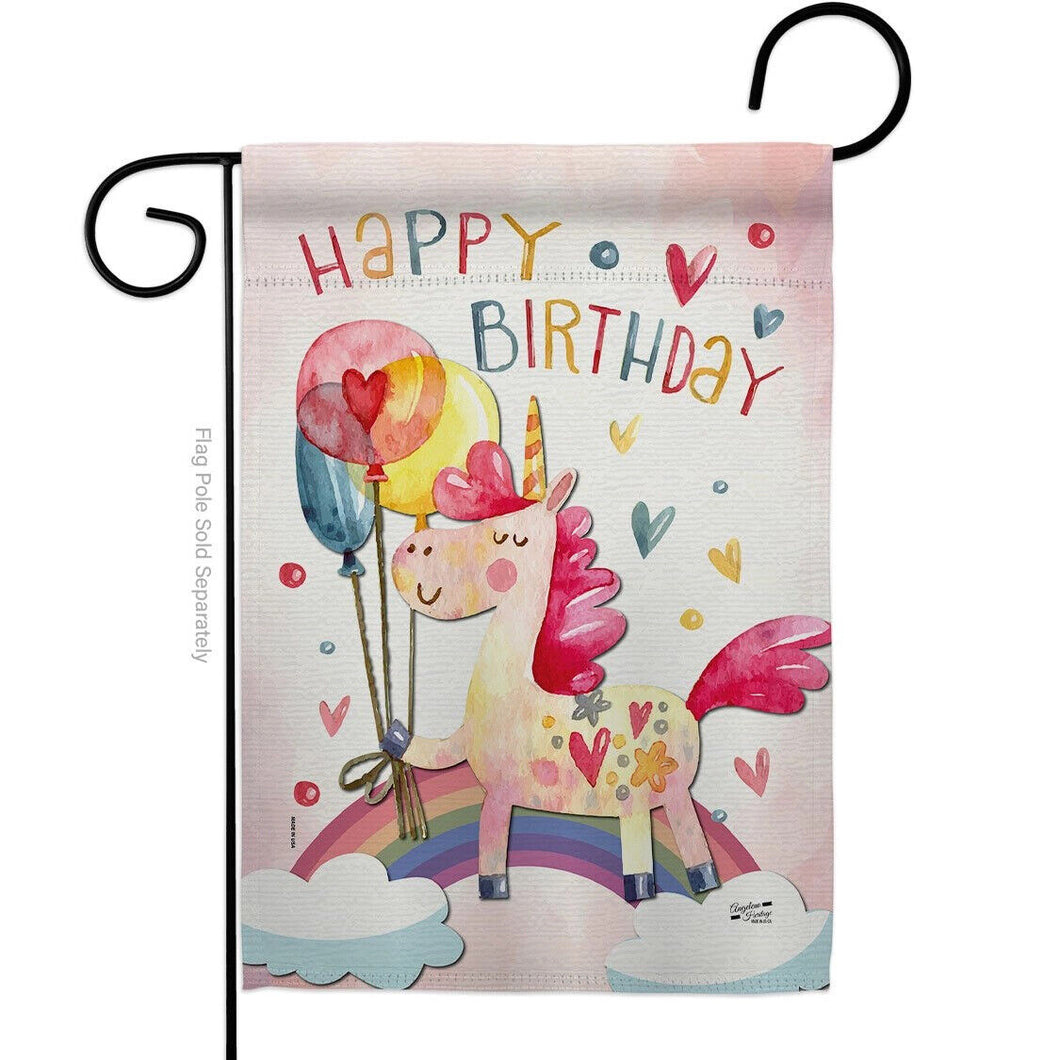 Two Group Flag Flag Unicorn Birthday Fantasy Garden House 2-Sided Home