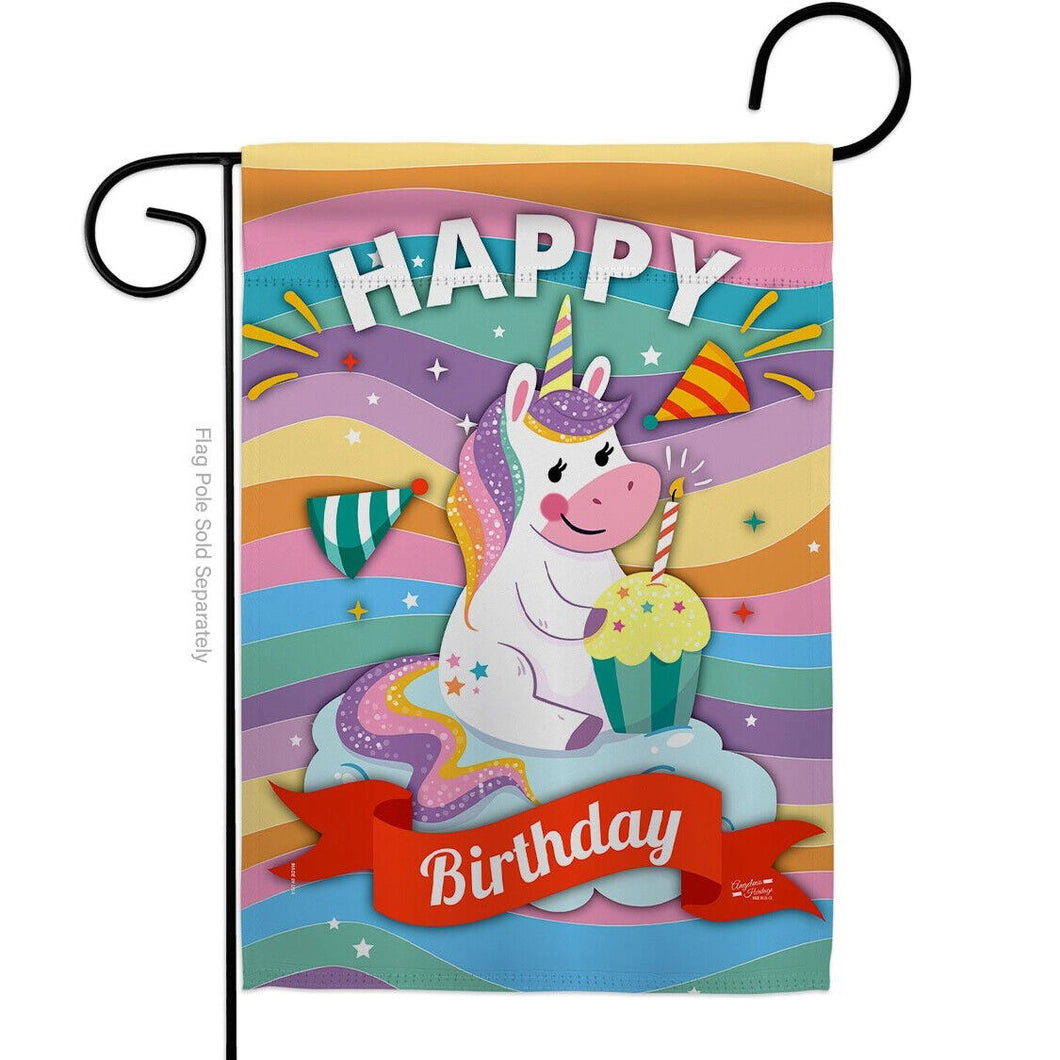 Two Group Flag Flag Unicorn Happy Birthday Fantasy Sweet Cupcake Garden