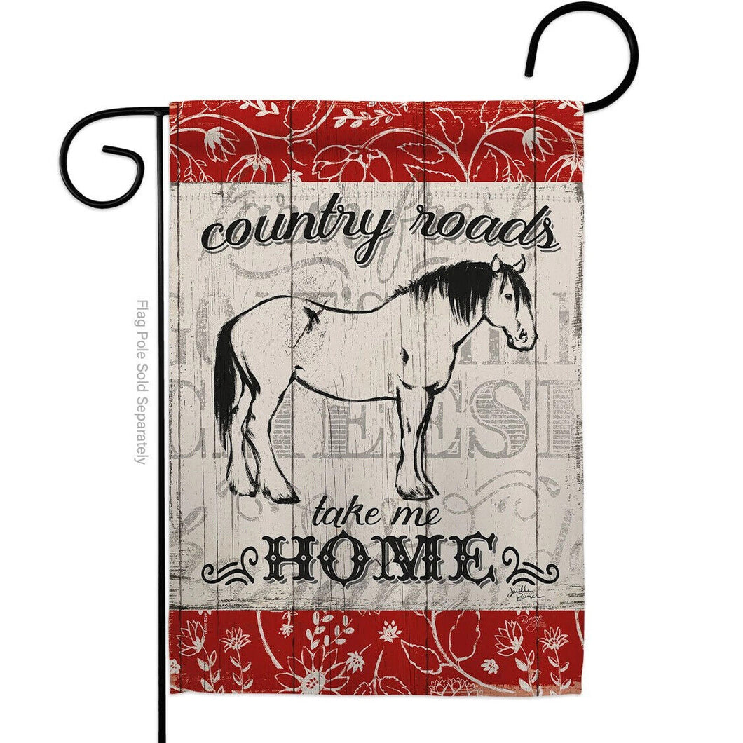 Two Group Flag Country Roads Horse Animals Barnyard Animal Primitive Flag