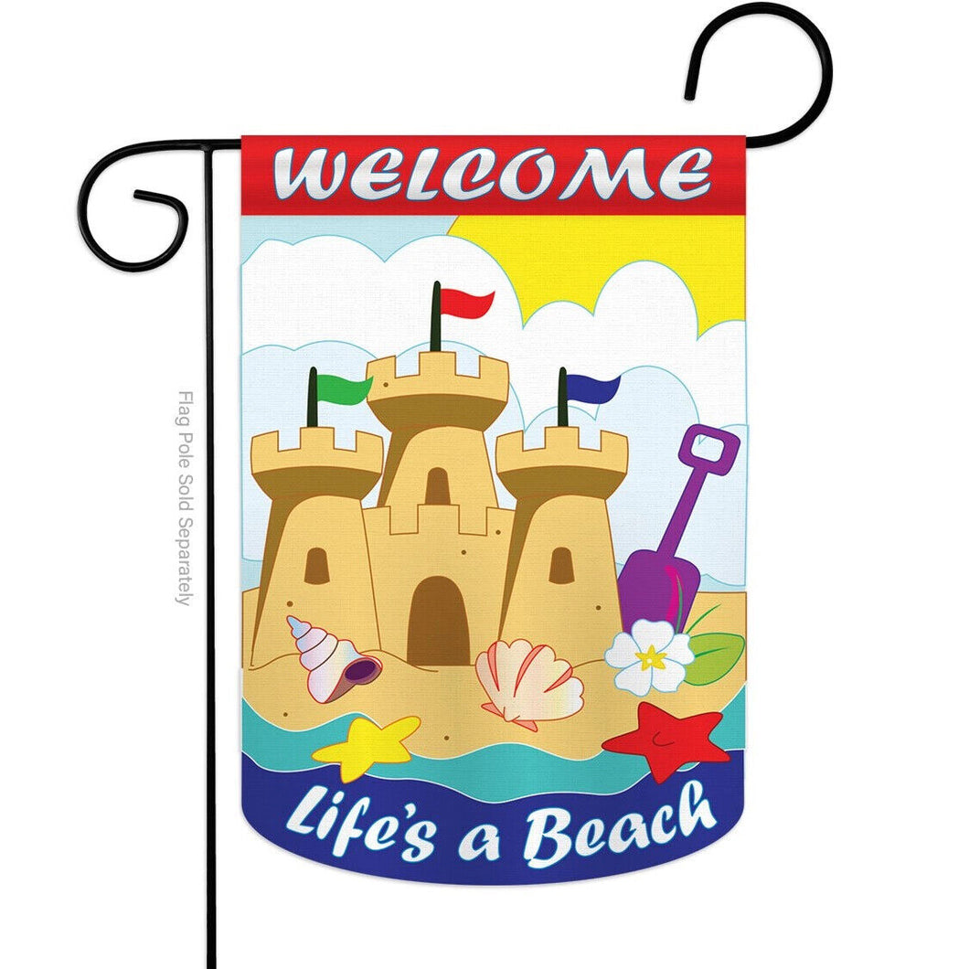 Two Group Flag Life's A Beach Coastal Fun and Sun Decor Flag