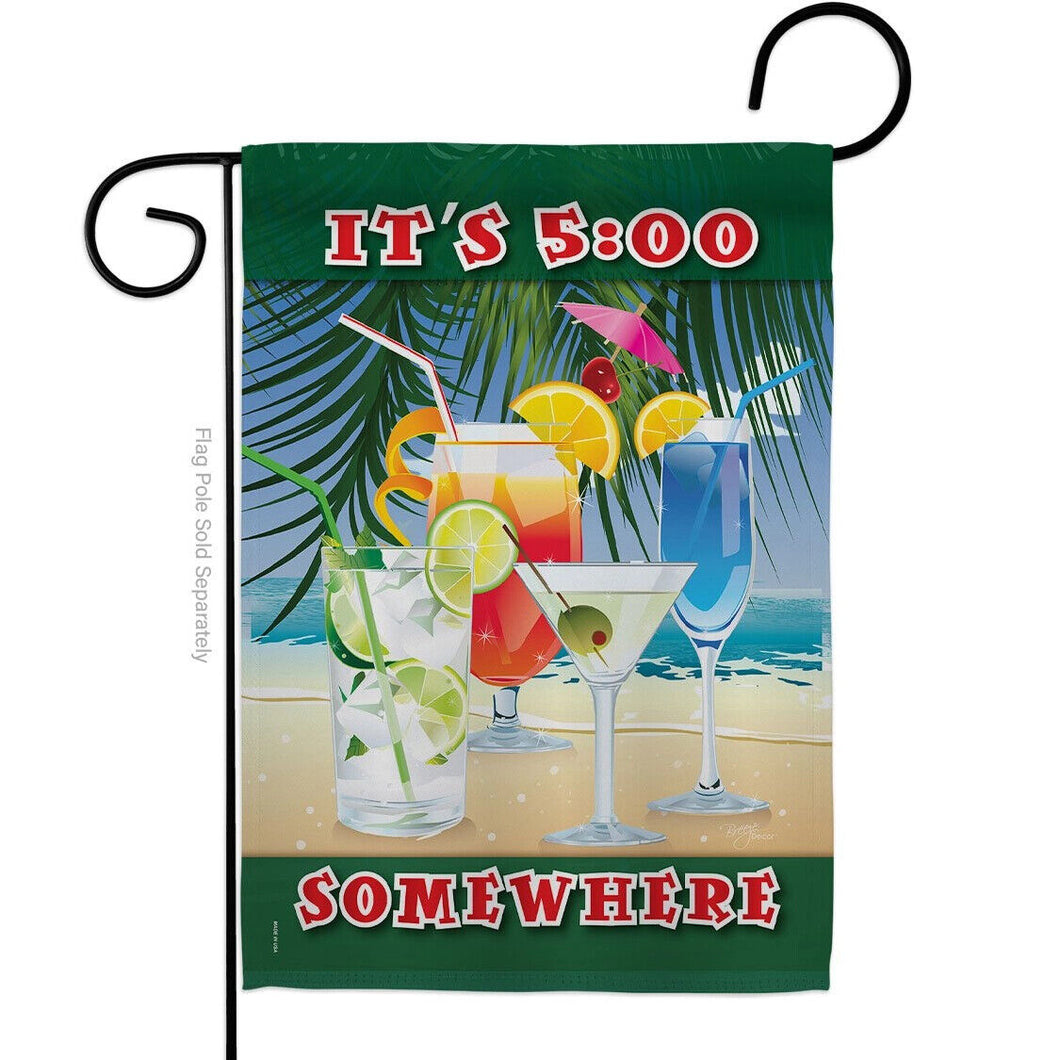 Two Group Flag It's 5 Somewhere Party Beverages Happy Hour Beach Decor Flag