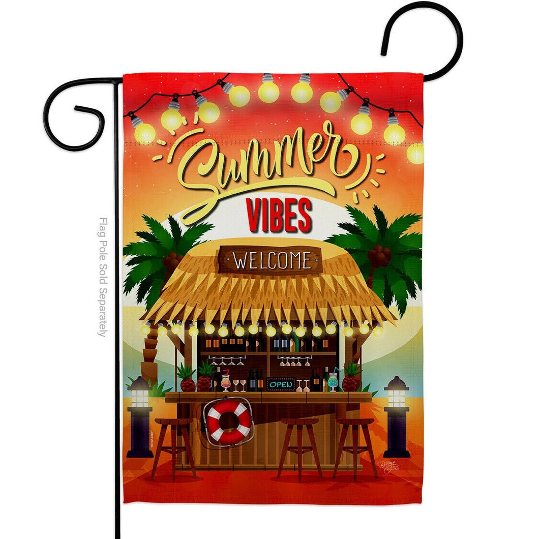 Two Group Flag Flagelcome Vibes Beach Fun Sun Happy Hour Garden House