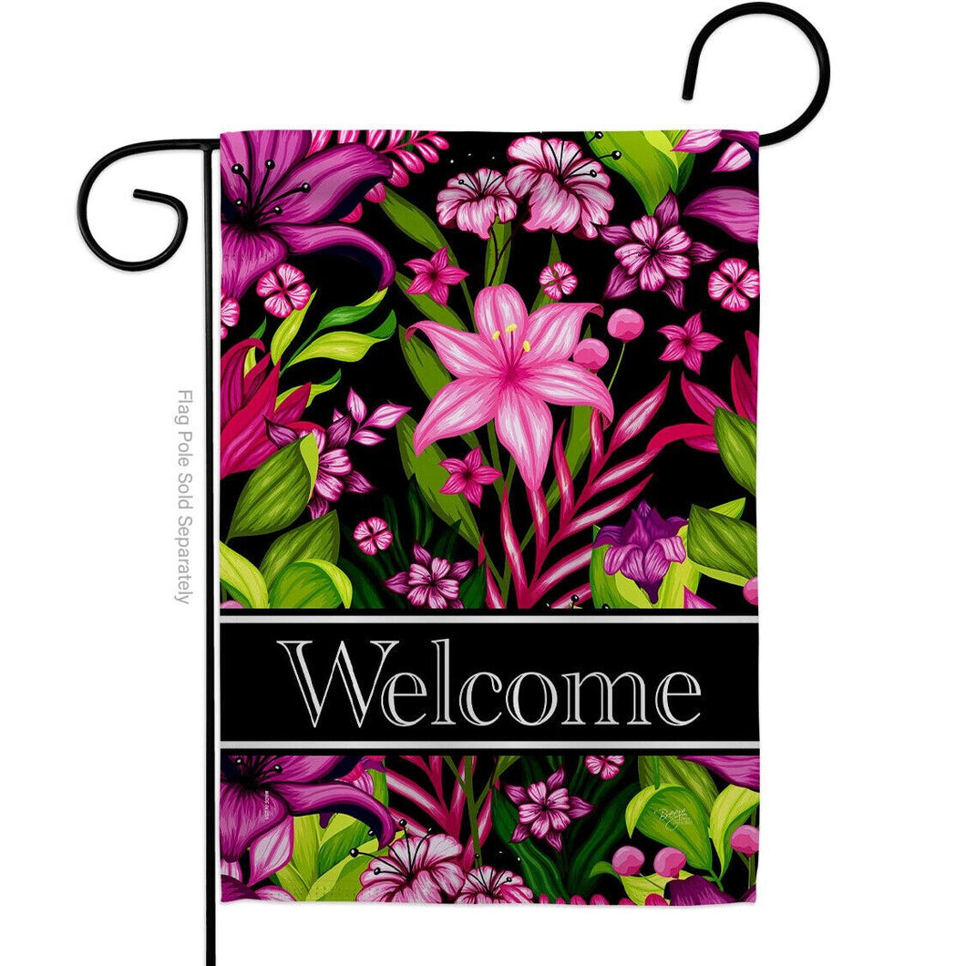 Two Group Flag Flag Purpleelcome Floral Garden House 2-Sided Home Décor