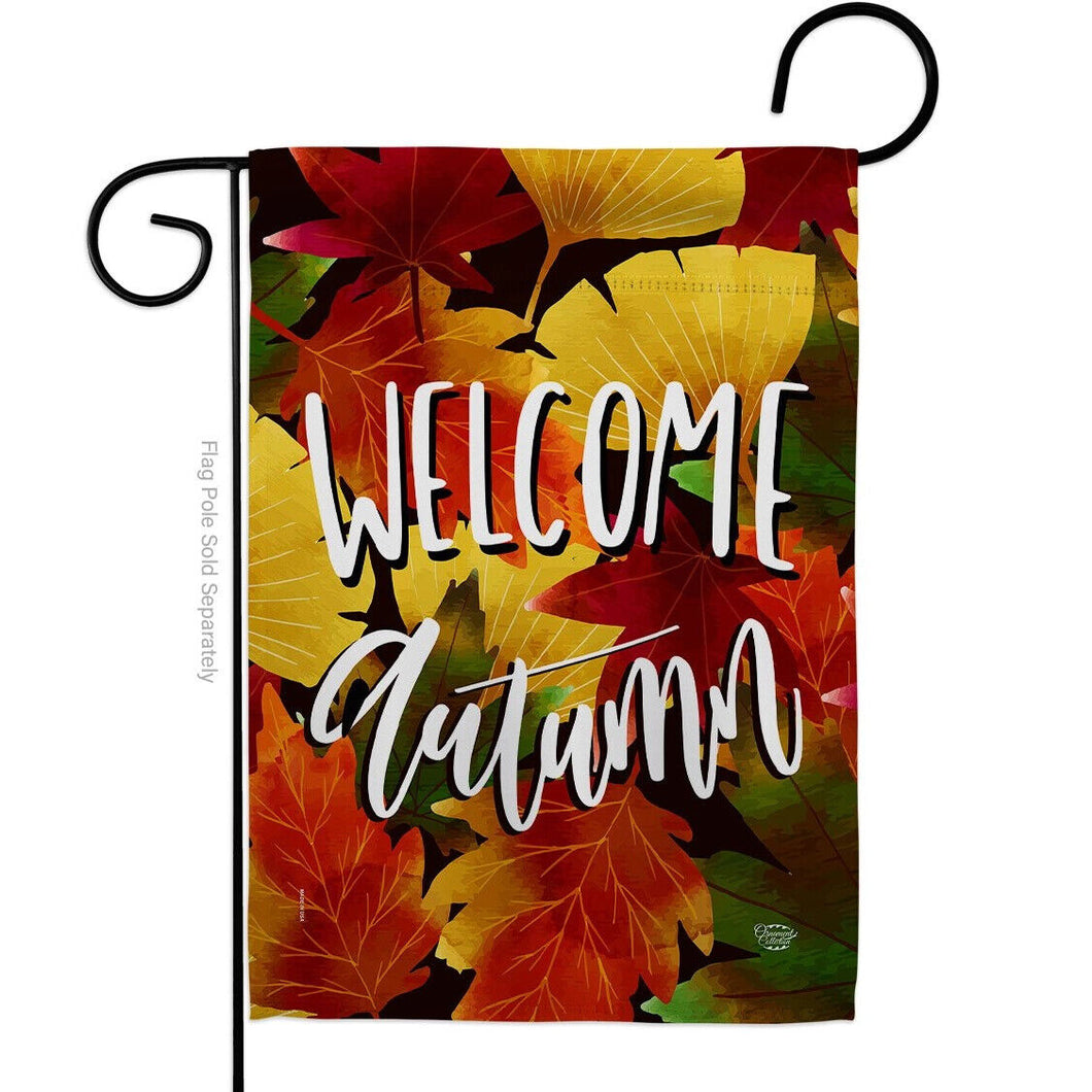 Two Group Flagelcome Autumn Leaves Falltime Harvest Decor Flag