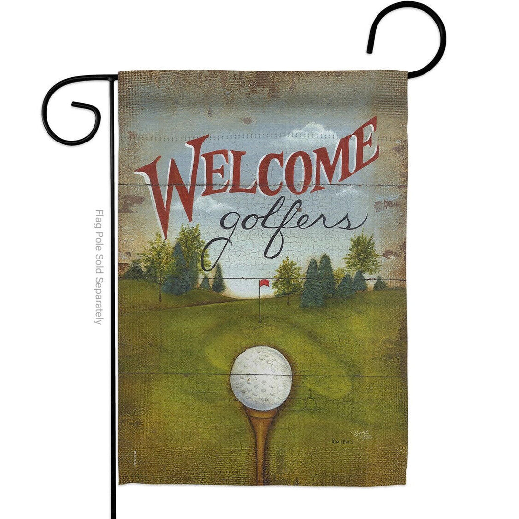 Two Group Flag Flagelcome Golfers Golf Scenery Day Garden House 2-Sided