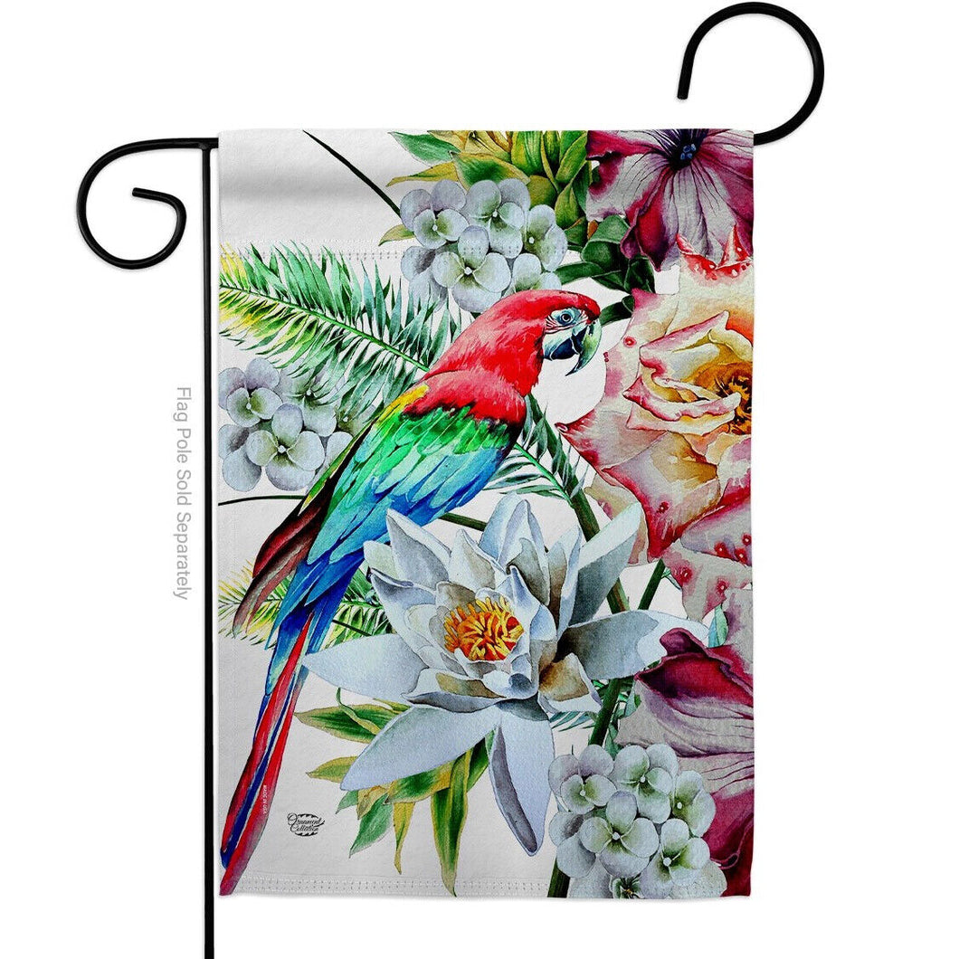 Two Group Flag Tropical Parrot Animals Bird Floral Decor Flag