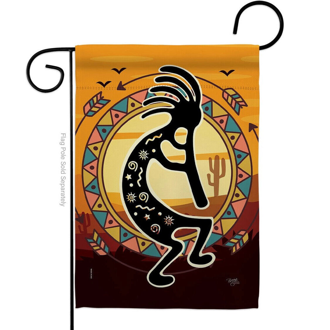 Two Group Flag Kokopelli Playing Flute Country Living Southwest Decor Flag