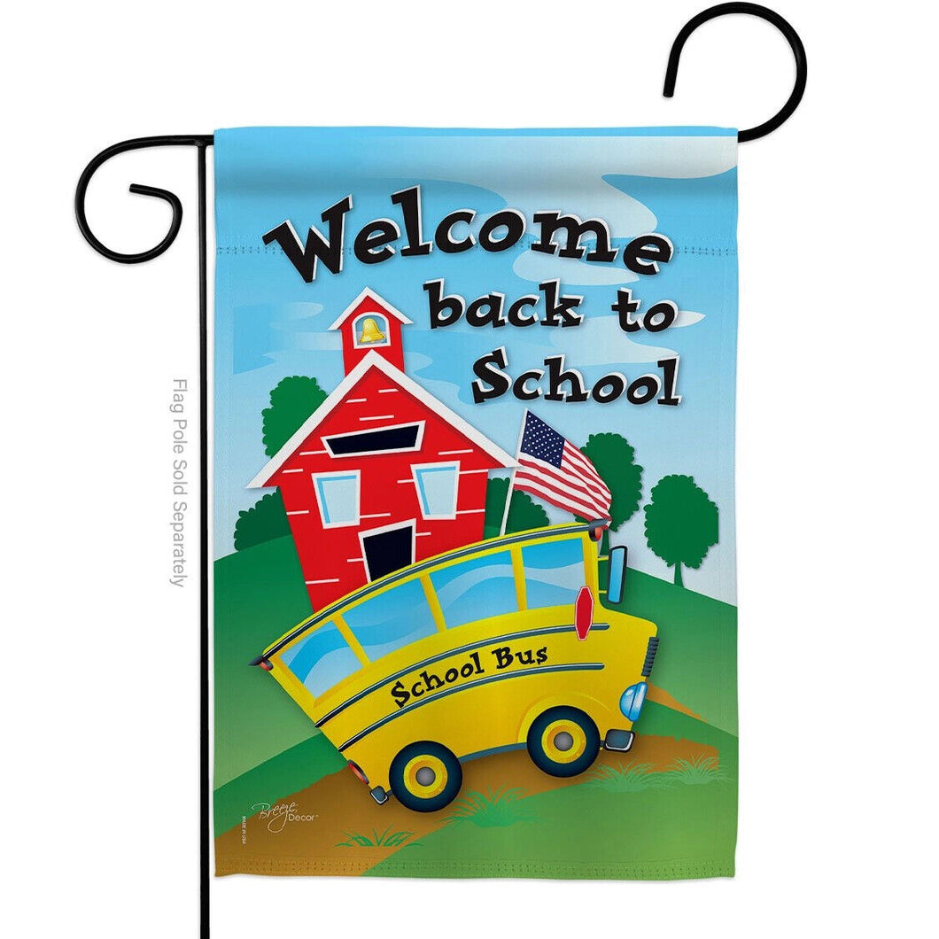 Two Group Flag School Bus Education Back to Decor Flag