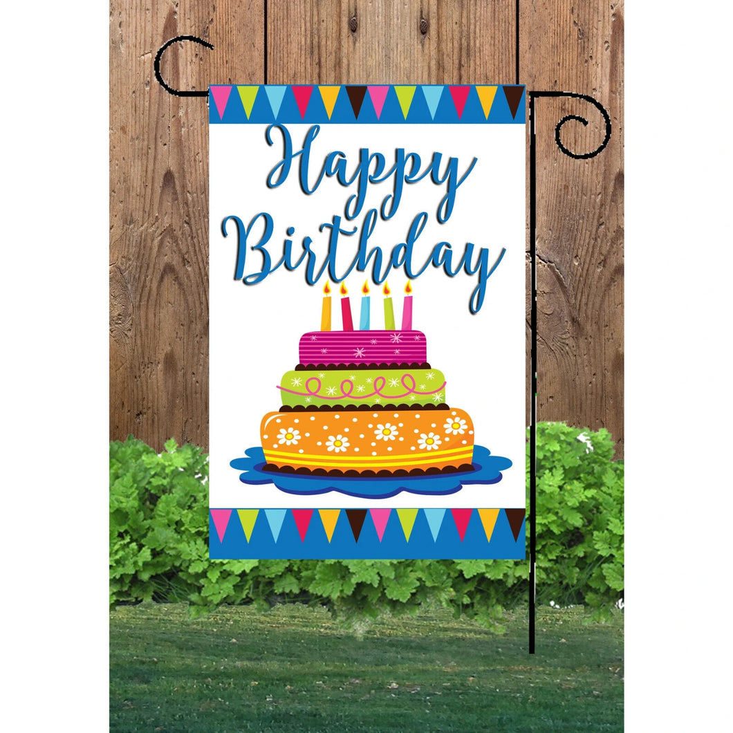 Flags Galore Happy Birthday Cake Garden Flag