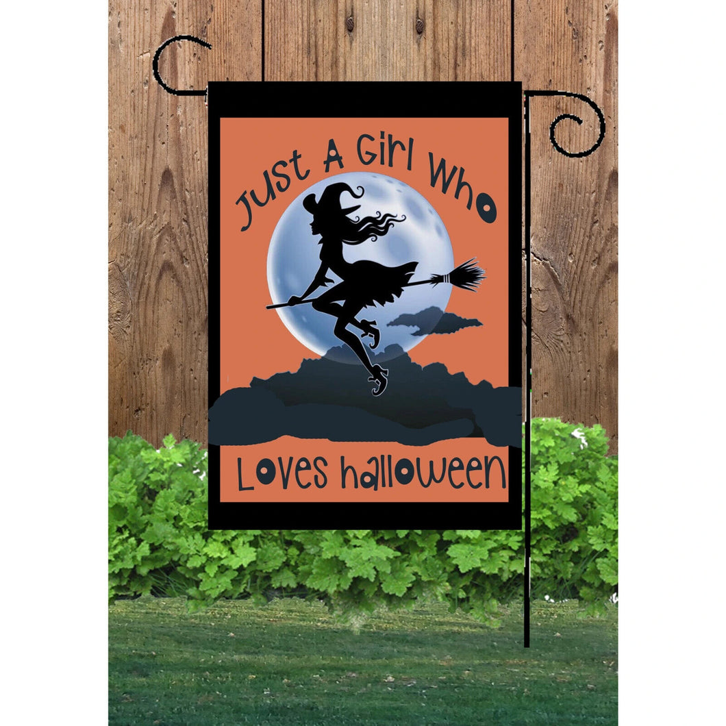 Flags Galore Girl Loves Halloween Garden Flag