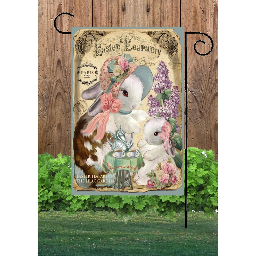 Flags Galore Easter Bunnys Tea Party Garden Flag