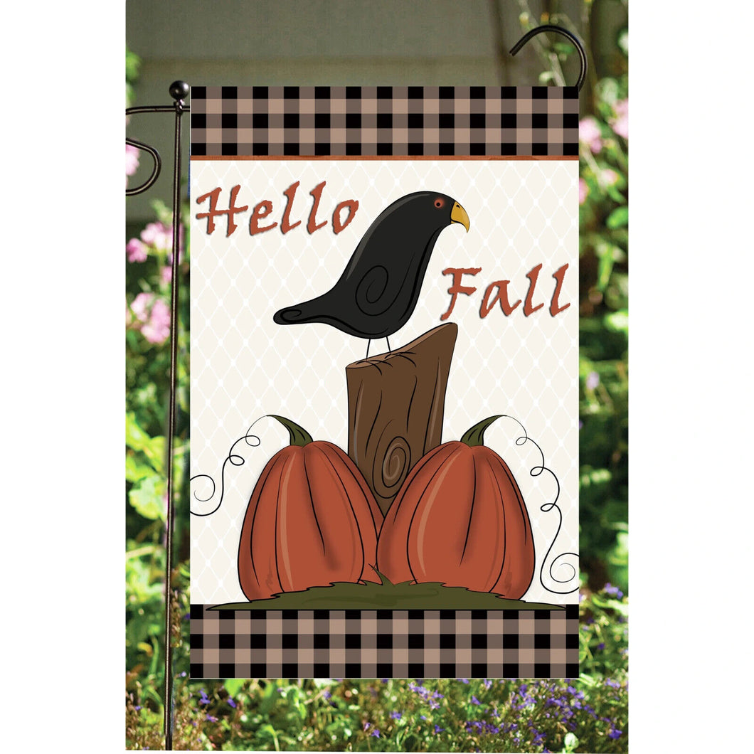 Flags Galore Hello Fall Country Plaid Garden Flag