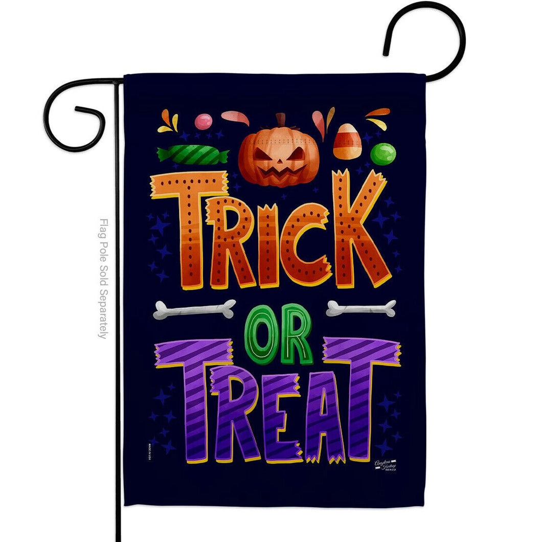 Two Group Flag Trick or Treat Falltime Halloween Decor Flag