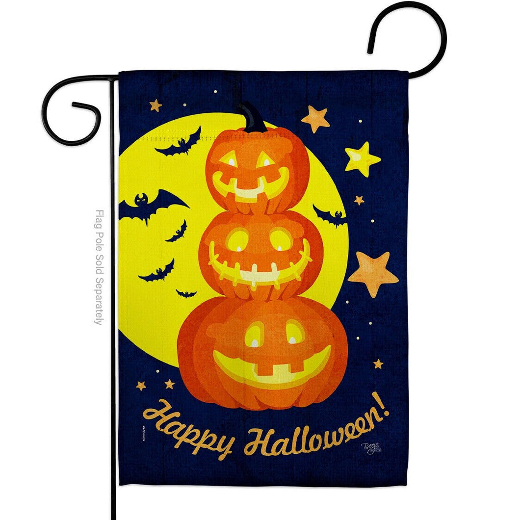 Two Group Flag Pumpkin Trio Falltime Halloween Decor Flag