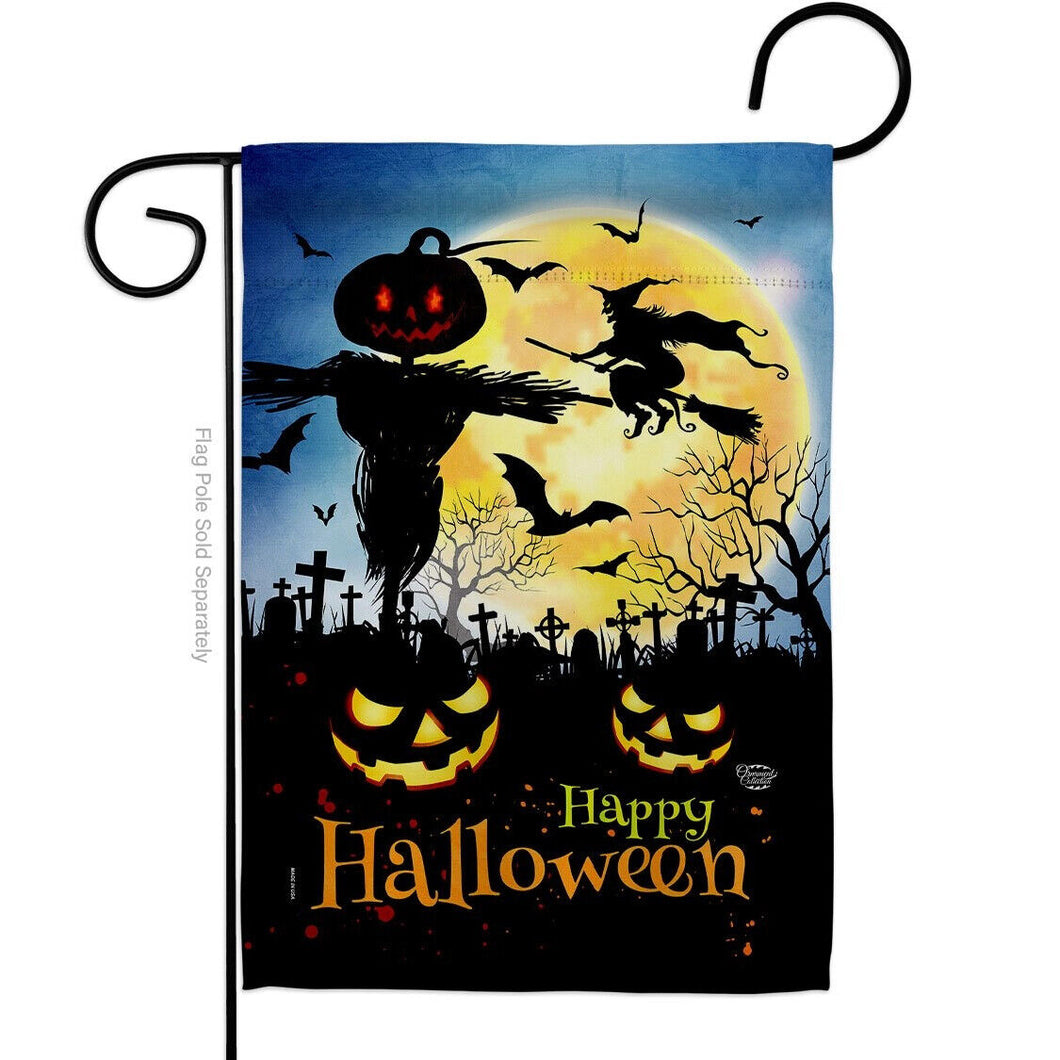 Two Group Flag Graveyard Spooky Falltime Halloween Decor Flag