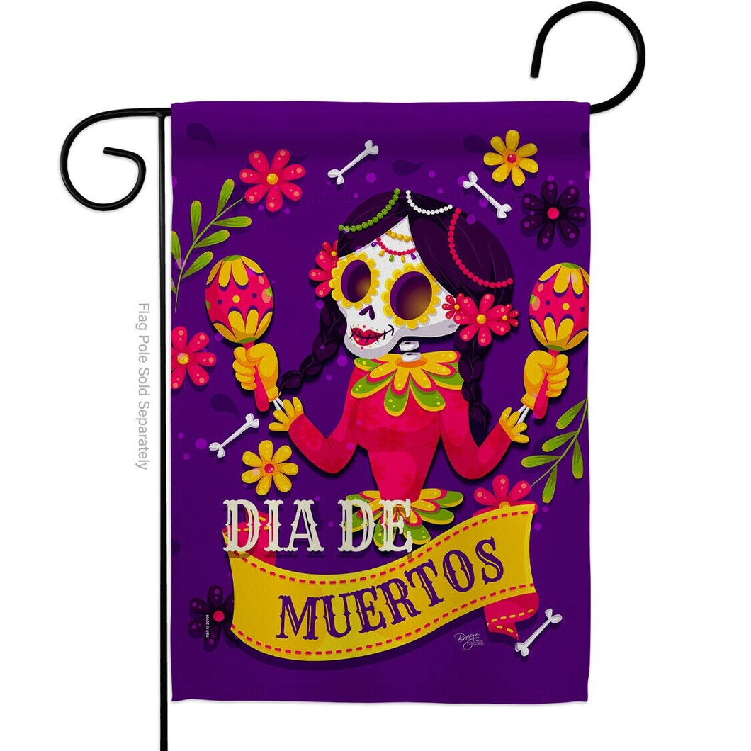 Two Group Flag Lady Dia De Muertos Falltime Day of Dead Halloween Flag