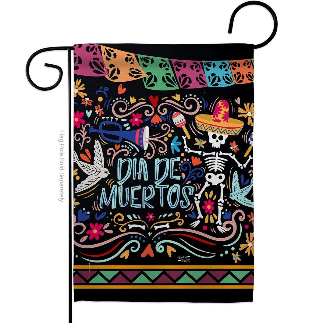 Two Group Flag Colorful Dia de Muertos Falltime Day of Dead Halloween Flag