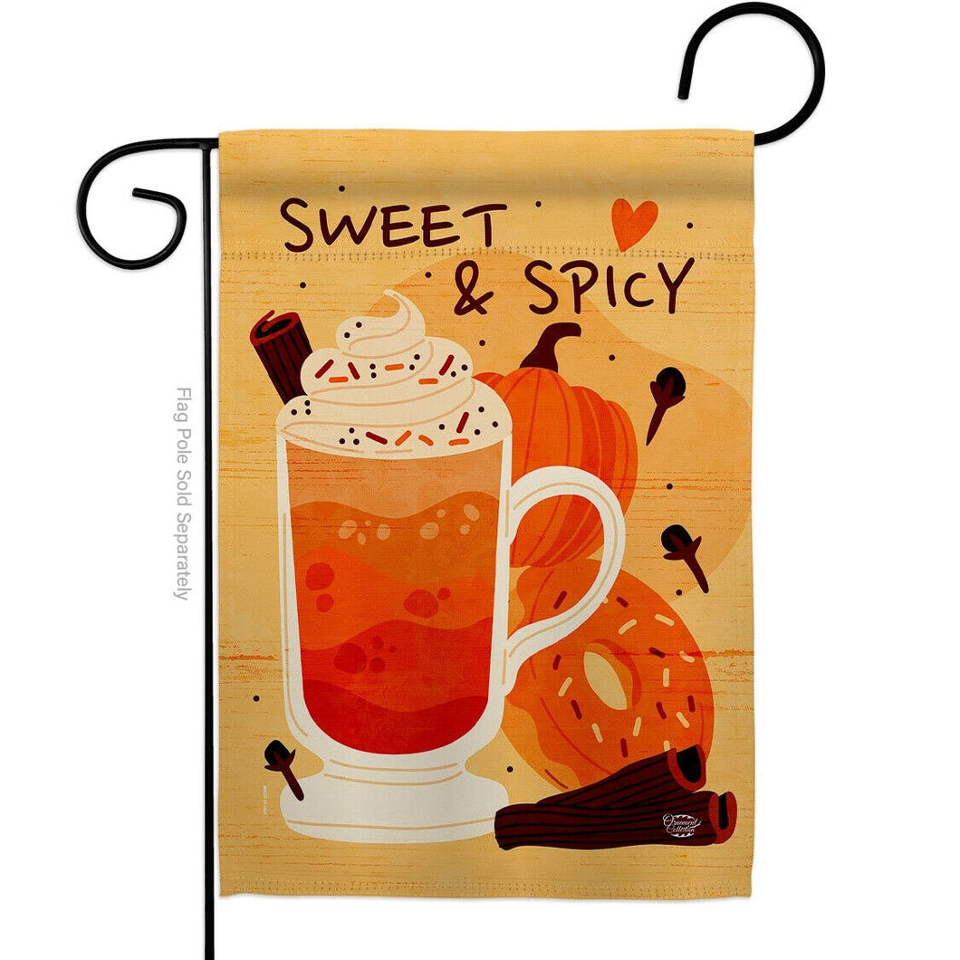 Two Group Flag Sweet & Spicy Falltime Harvest Autumn Coffee Tea Decor Flag